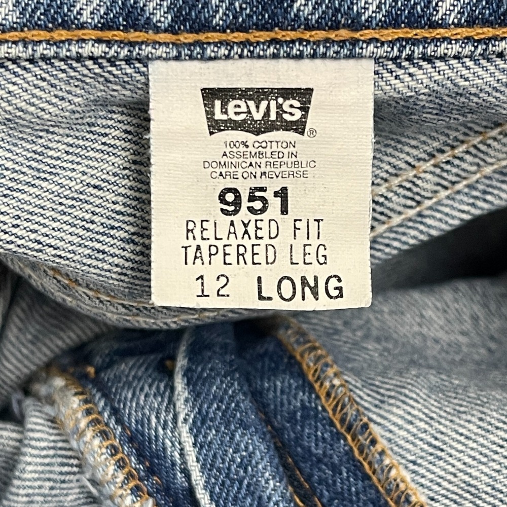 VTG Orange Tag Levis 951‎ Relaxed Tapered Womens 12 Long Denim Blue Jeans *Read - Picture 3 of 11